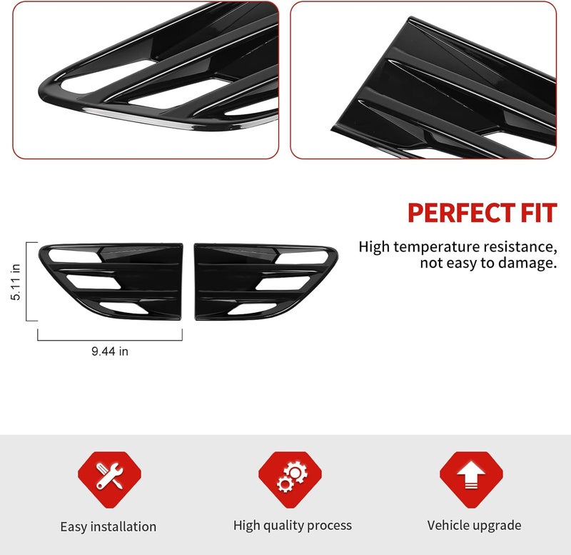 Jimen Fit for Ford F-150 SVT Raptor 2009-2014, 2PCS Car Side Fender Vent Cover Trim (Black) - Image 3
